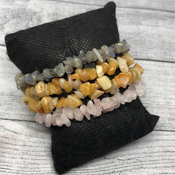 Curated bundle natural stone layering roll on bracelets boho statement - Picture 1 of 6